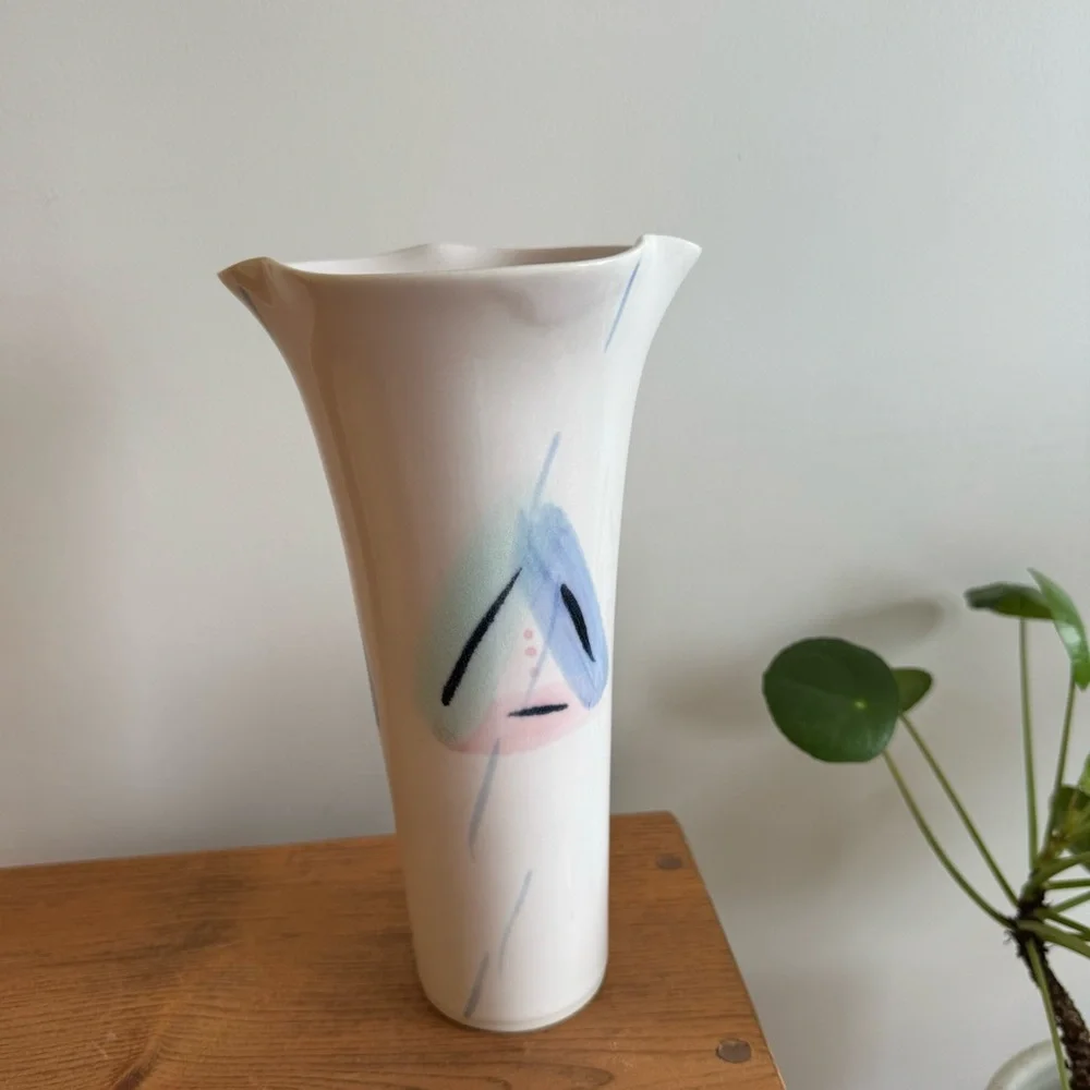 Vintage 1980 Hilborn Flower Vase Ceramic Pottery Canada Art Déco Home Decor - Picture 5 of 8